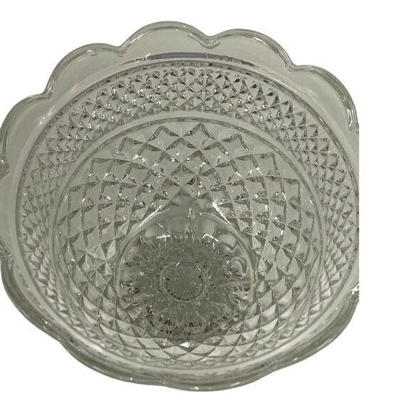 Vintage Anchor Hocking Crystal Wexford Glass Centerpiece Footed Bowl - Picture 10 of 12